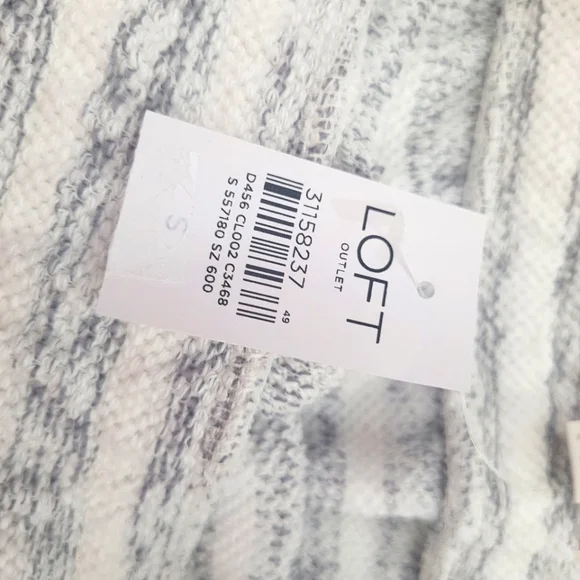 LOFT Terry Cotton Blend Tie Waist Mini Skirt Grey and White Stripe Pocke… - Picture 4 of 6